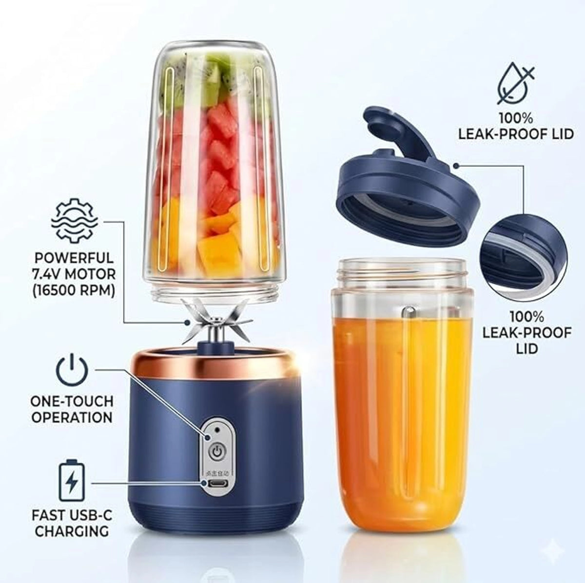 Useitkart Portable USB Rechargeable Juicer Blender Mini Smoothie Maker Bottle 105W Juicer Mixer Grinder